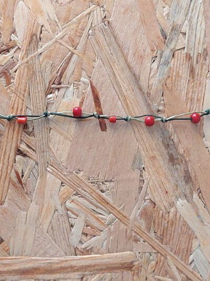 Handmade summer anklet bracelet, red and green