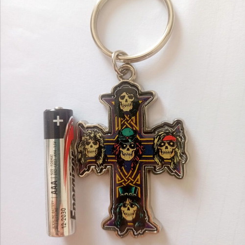 Guns N' Roses Keychain 2014 with Liquid Glass, New, Silver