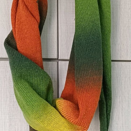 Handmade wool scarf green-yellow-orange like new