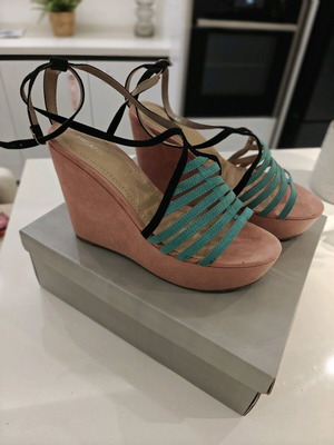 Women's Platforms MIGATO – Pink & Turquoise with Ties