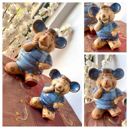 Decorative mice set of 2, new, blue and ceramic figurines