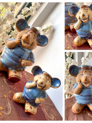 Decorative mice set of 2, new, blue and ceramic figurines