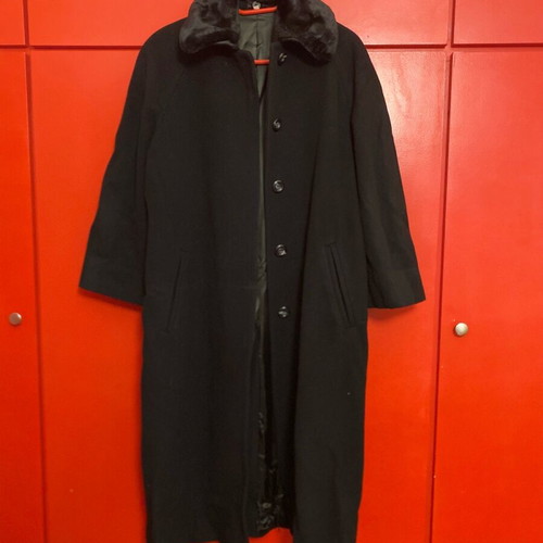 Vintage women's long black coat Carol like new, size XL+