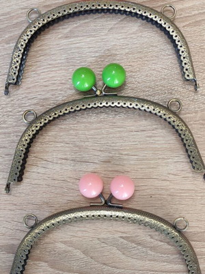 Metal purse frame clasp 16.5cm new with balls salmon color pack of 5