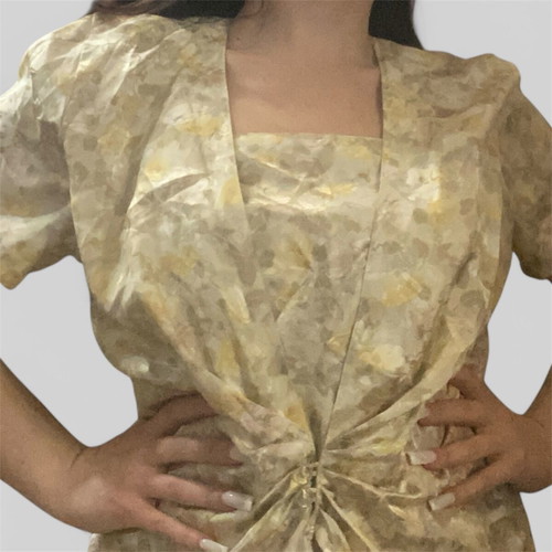 Vintage satin blouse Miracle Romantic like new, size S/M, beige multicolor