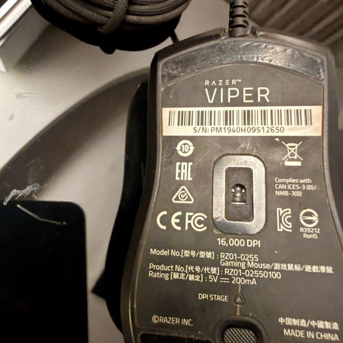 Razer Viper gaming mouse used, ambidextrous design