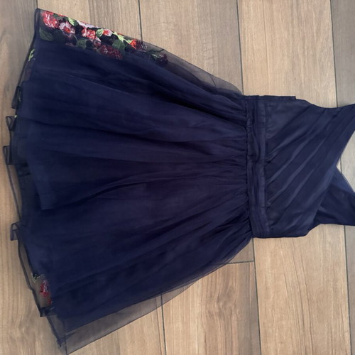 Monsoon formal girls' dress age 6, blue with floral embroidery