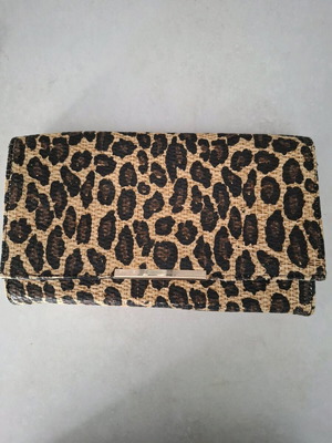 Straw leopard bag H&M used, multicolor