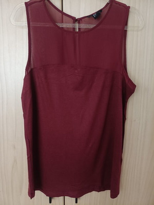 H&M burgundy blouse with transparent upper part, size medium, like new