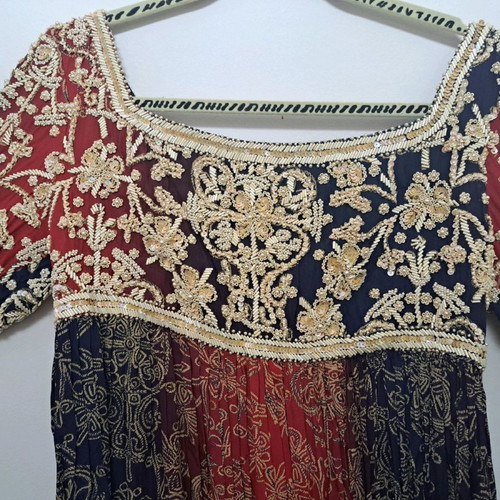 Handmade embroidered dress used, blue, size L