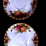  Ζευγάρι πιατάκια για φλιτζάνια του καφέ Royal Albert "old country roses" bone china England 1973-1993
