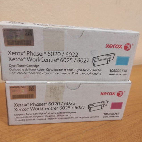 Xerox Phrase 6020/6022 toner new, magenta and cyan