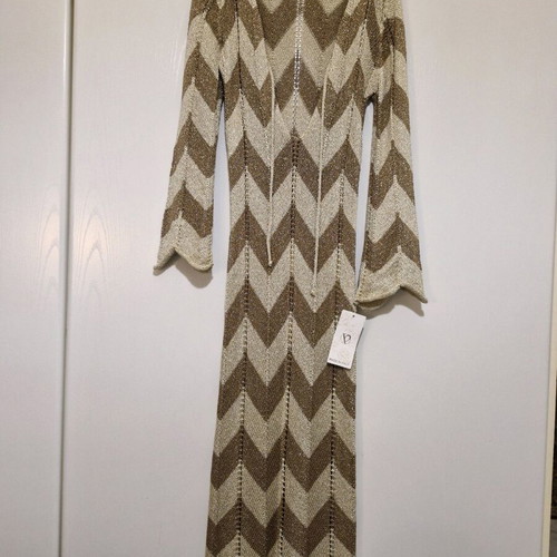 Knitted dress new made in Italy, beige and gold