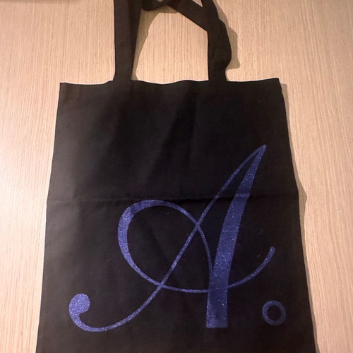 Canvas shoulder bag by American designer new, black-blue