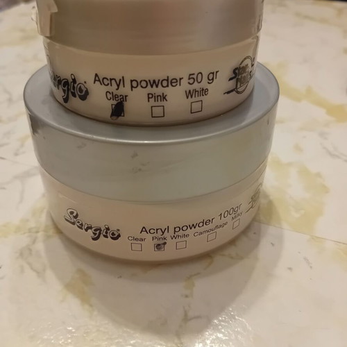 Acrylic powders Sergio like new, 50gr clear and 100gr pink