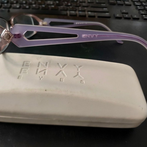Envy Computer Glasses like new, purple and silver frame, blue light filter