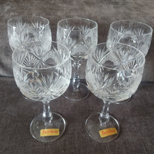 Vintage Nachtmann Crystal Wine Glasses Set of 5 New