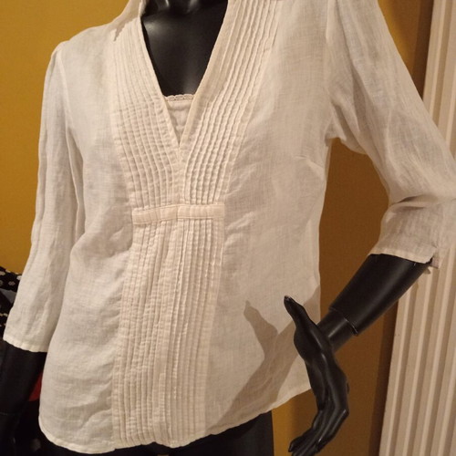 Marks & Spencer Per Una linen blouse size UK 12 like new, white