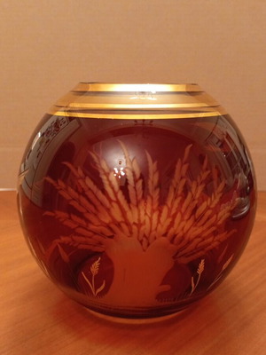 Vintage Bohemian Crystal Vase Egermann Style, Ruby Red