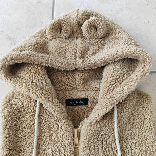Fleece vest with hood and ears, like new, size S kids 12-14
