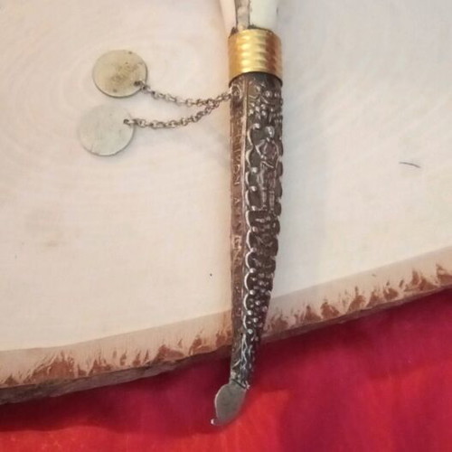Silver 900 Cretan decorative knife like new with bone handle