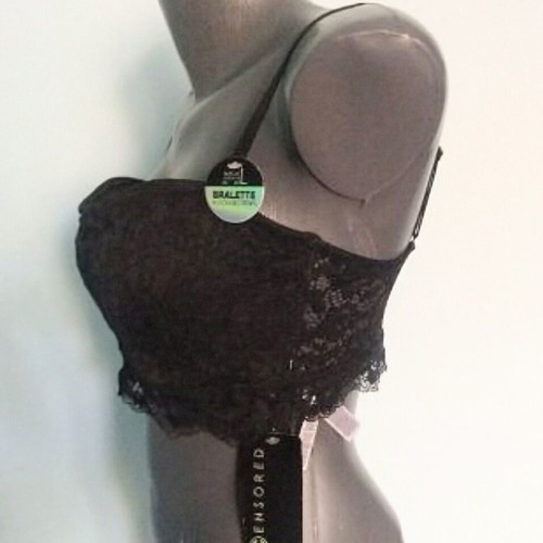 Censored bra new with padding and side boning black
