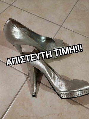 Tecno shoes peep toe silver heels with rhinestones
