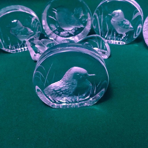 Kosta Boda Mats Jonasson paperweight collection 5 pcs full lead crystal Sweden new