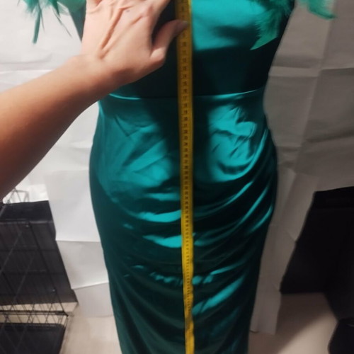 Evening dress bu Irene Angelopoulos satin green size S new
