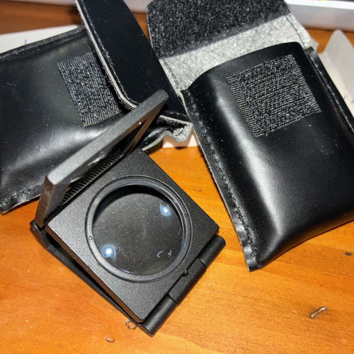 Two Foldable Metal Magnifiers with 10x Glass Lens, New