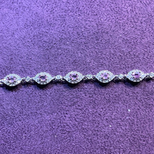 Silver bracelet with natural red sapphires and certificate of authenticity