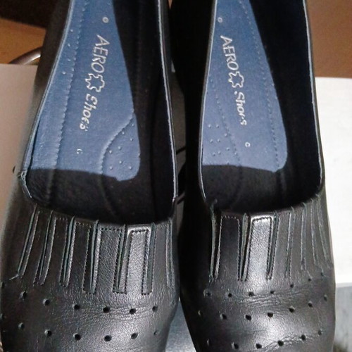 AERO Shoes women's leather anatomical slip-on shoes size 39, black