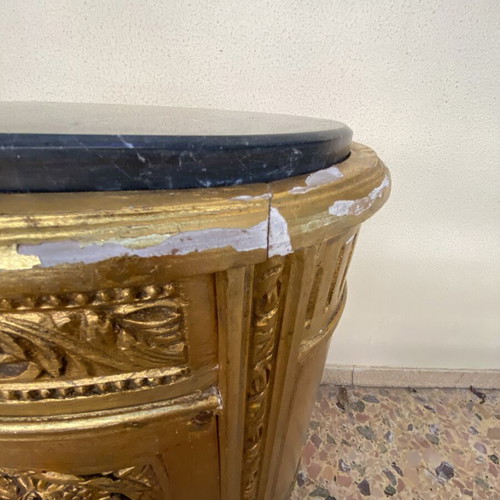 Set of 2 antique wooden nightstands with marble top, used