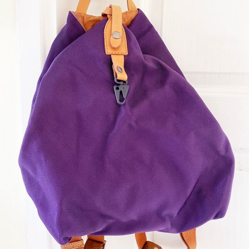 Iyiami purple leather backpack bag like new, handmade from Corfu
