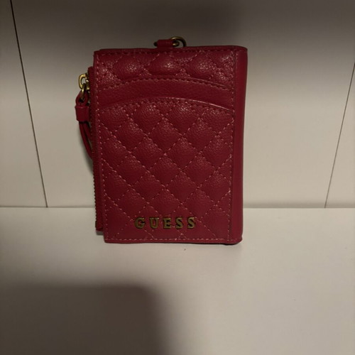 Guess women's wallet with keychain, burgundy quilted design