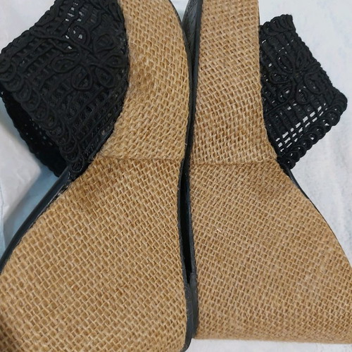 Platform sandals with knitted band black, comfortable, size 40