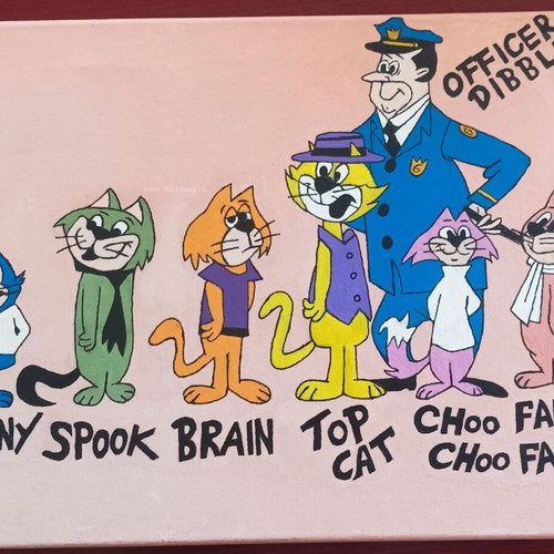 Top Cat handmade acrylic painting on canvas, like new