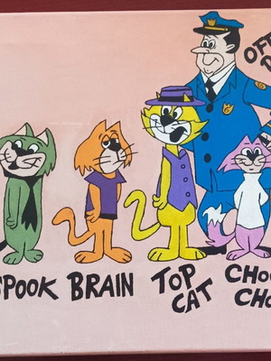 Top Cat handmade acrylic painting on canvas, like new