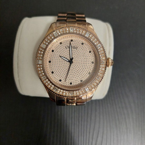 Oxette women's wristwatch like new, rose gold plated with crystals