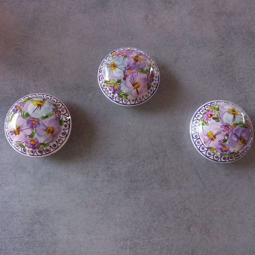 Ceramic jewelry boxes set of 3 hand-painted vintage floral