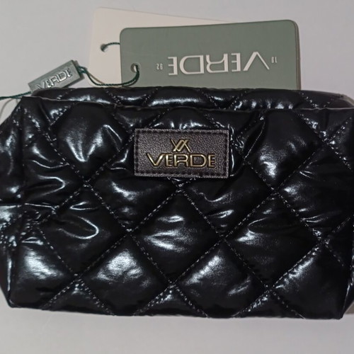 Verde black quilted toiletry bag new