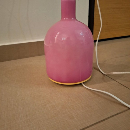 Glass bedside table lamp like new, pink