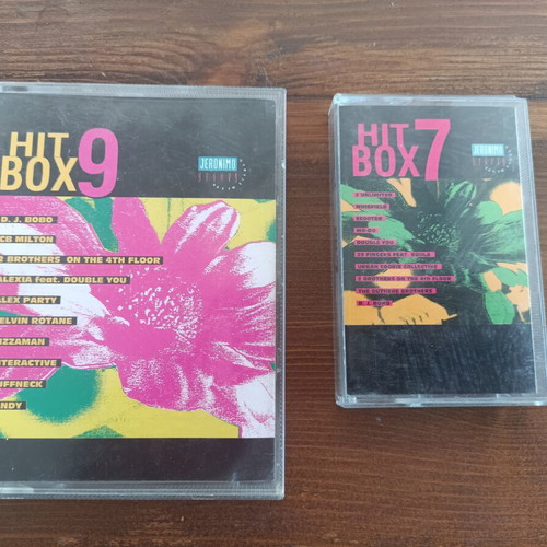 Hit Box 7 and Hit Box 9 cassette tapes used, 90s dance hits