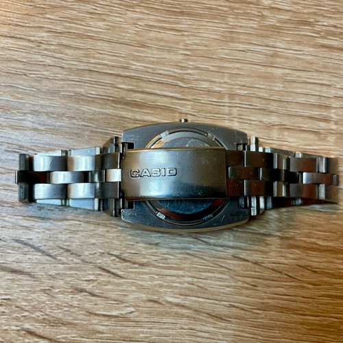 Casio Casiotron Vintage women's used blue watch with Fishbone bracelet
