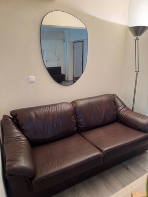 Sofas set like new, 1 three-seater and 1 two-seater with dark brown leatherette