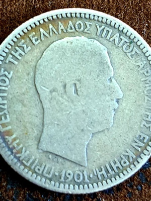 2 Silver 50 Lepta Coins 1901 Cretan State