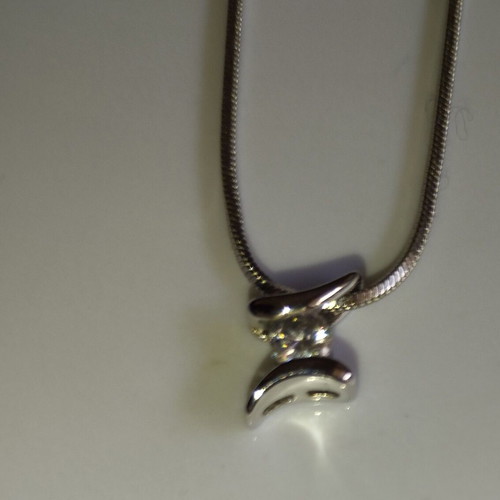 Pendant with rhinestones silver with 50cm chain new
