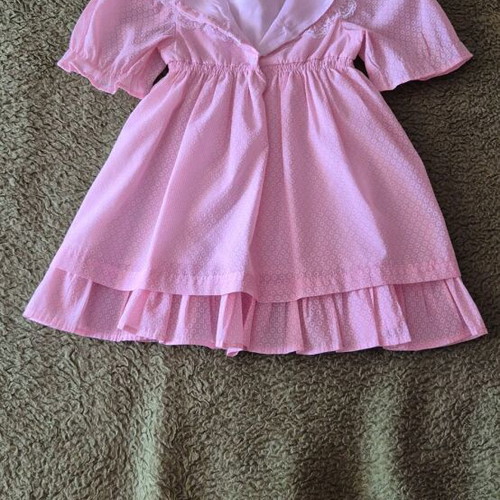 Vintage pink dress for 1.5-2 years with matching hat like new