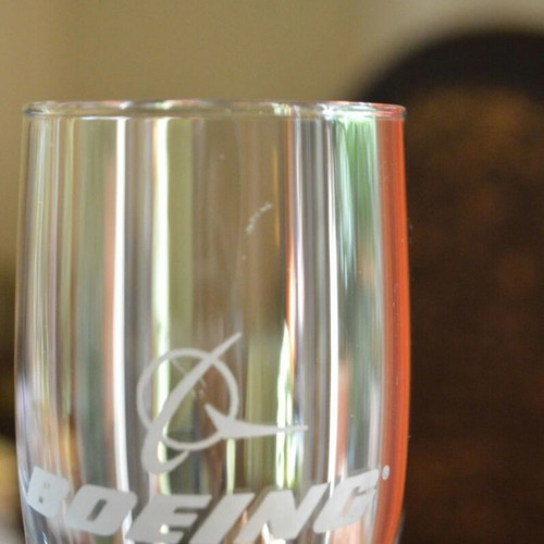 Collectible pair of Boeing champagne glasses like new with authentic logo