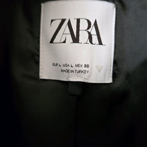 Cropped tweed jacket Zara like new, size large, black and beige